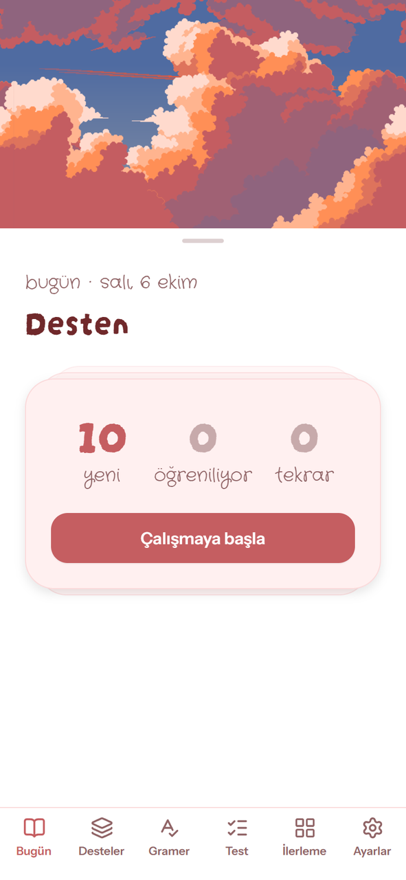 Günlük deste ekranı