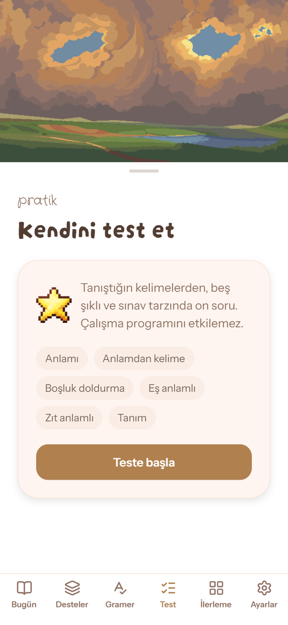 Kendini test et: beş şıklı alıştırma testleri